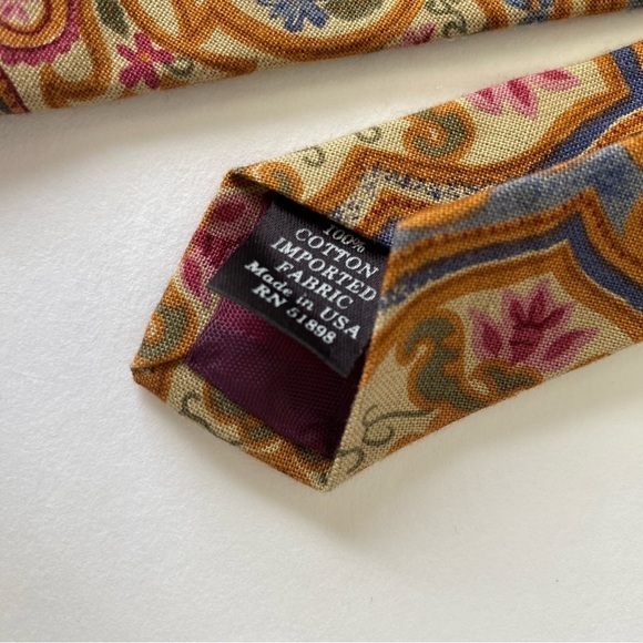 Vintage‎ Tango By Max Rabb 100% Cotton Paisley Patchwork Multi Color Men’s Tie - Picture 2 of 6